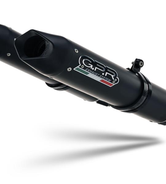 Scarico GPR compatibile con Aprilia Shiver 900 2017-2020 -  Furore Nero -  Coppia di silenziatori di scarico racing -  con raccordo -  articolo senza omologazione