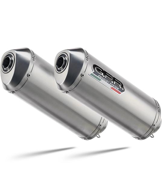 Scarico GPR compatibile con Aprilia Pegaso Strada 650 2005-2011 -  Satinox -  Coppia di terminali di scarico omologati -  forniti con db killer removibili e raccordi specifici